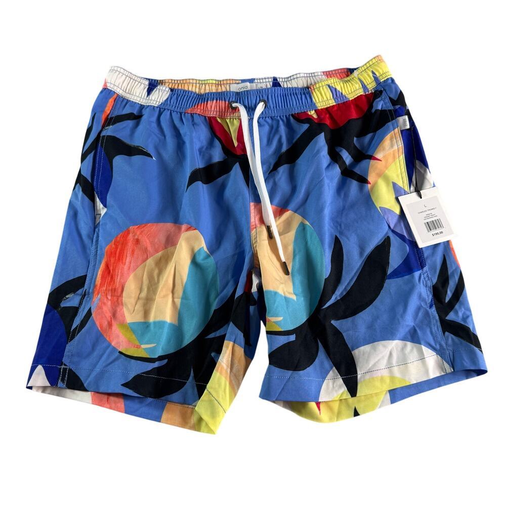 Onia Men's sz Large Swim Trunks Dreamy Night Morning Haze Tropical Blue NWT